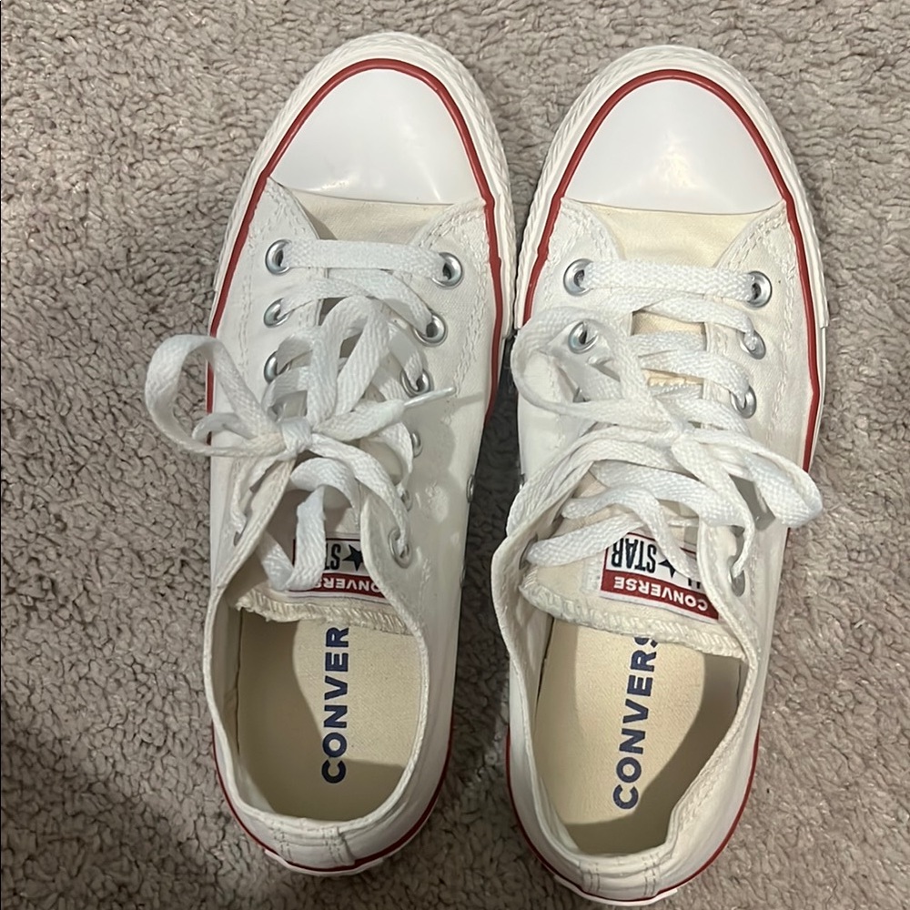 Converse White and Red Low-Top Sneakers